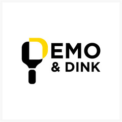 Demo & Dink A modern logo design featuring a pickleball paddle and text for sports and activities