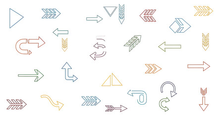Collection of arrow icons in various styles, perfect for website design and user interfaces, vector graphics