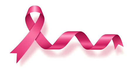 A flowing pink ribbon symbolizing breast cancer awareness and support