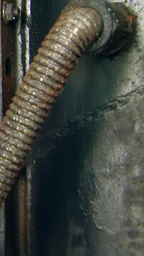 A detailed vertical panorama shows a hydro filter at work. Observe the process of indoor barbeque smoke and odor removal. Close examination of the system at the time of use.