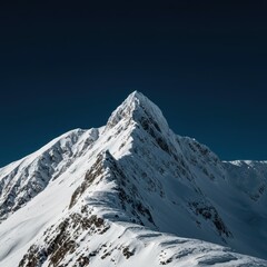 Obraz premium Sharp, icy mountain ridge against a stark winter sky, depicting the severe beauty and extreme conditions found at the highest crests, geology, geology, wilderness