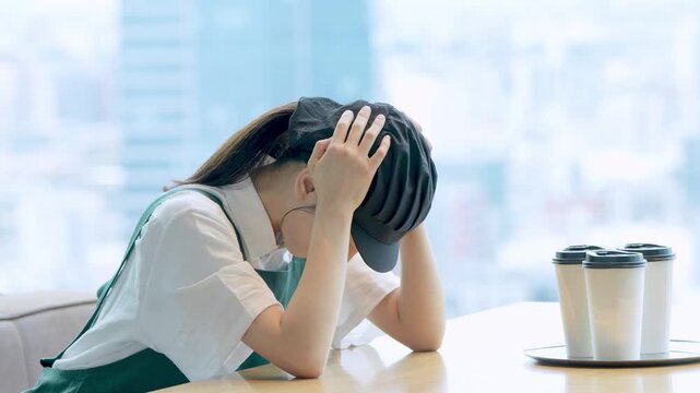 頭を抱える女性