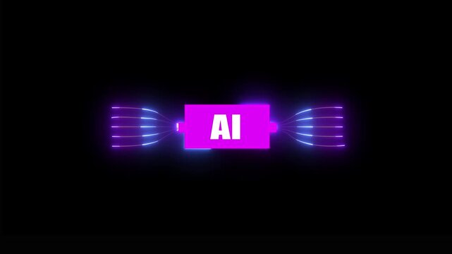 Motion graphic of digital AI Circuit Integration and Data. Motion graphic of digital AI logo with futuristic technology . microchip, Futuristic Screen on 4k AI Circuit Integration and Data.
