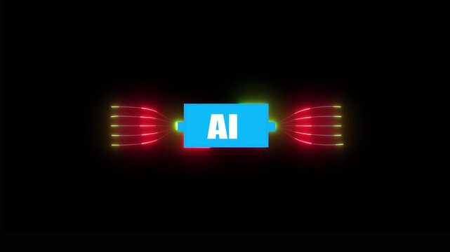 Motion graphic of digital AI Circuit Integration and Data. Motion graphic of digital AI logo with futuristic technology . microchip, Futuristic Screen on 4k AI Circuit Integration and Data.