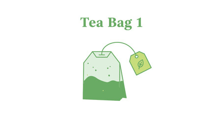 Simple illustration of a green tea bag with a string and tag