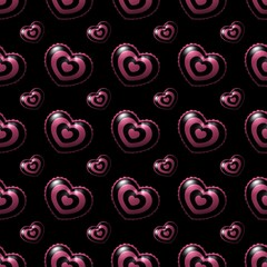 Pink Heart Pattern on Black Background – Seamless Romantic Design for Valentine’s Day, Love, and Modern Digital Art