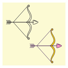 Cupid Bow With Heart-Shaped arrows Vector Illustration , Perfect for Valentine’s themes, logos, tattoos, or decorative vector art