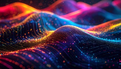 Luminous particle streams flow in colorful waves