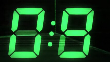 Closeup of a retrostyle green digital clock displaying the time 008 with a dark background and a subtle vintage aesthetic evoking a sense of time passing or a countdown. - Powered by Adobe