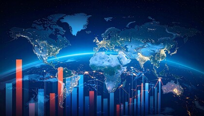 Earths Night Lights with Financial Overlays