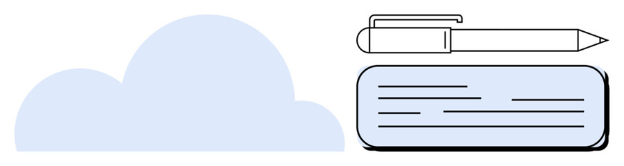 Cloud with a pen on a lined document signifies digital storage, writing, and records. Ideal for creativity, education, cloud technology, organization, productivity, digital transformation