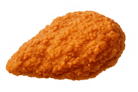Crispy golden fried chicken nugget isolated on transparent background, fast food snack for quick meal