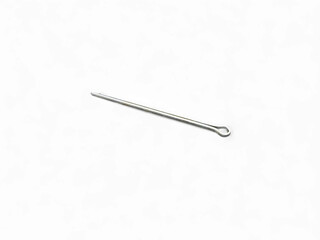 Shiny silver metal cotter pins or split pins, an essential mechanical fastener for securing components, scattered on a white background.