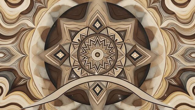 Hand-Drawn Gradient Mandala Circle with Ethnic Ornamentation for Spiritual Meditation and Yoga