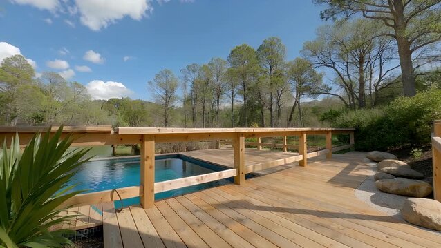 Plank Walkway and Barrier System Installed Adjacent to a Swimming