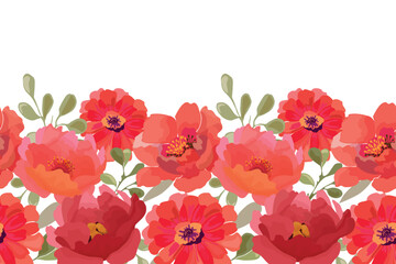 Vector floral seamless pattern, border in watercolor style