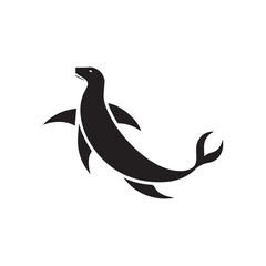 Silhouette style minimal sea lion t-shirt design featuring bold black vector art of a sea lion, perfect for ocean lovers, marine life enthusiasts, animal art fans, minimalist fashion admirers, and mod