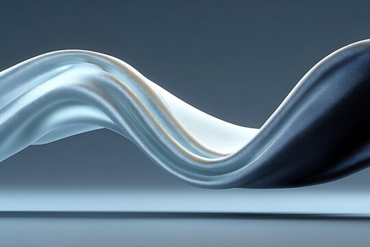 Elegant flowing fabric wave in cool blue and white hues, creating a sense of motion and sophistication for modern design projects.