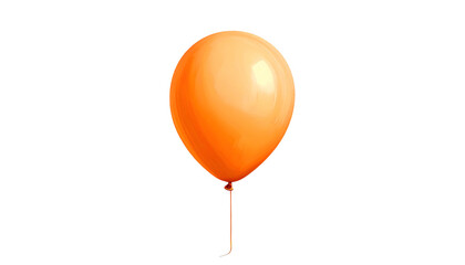 A realistically rendered, orange balloon floats against a stark black background