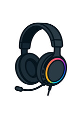 Stylish black gaming headphones with a colorful glowing ring and microphone for immersive audio experiences