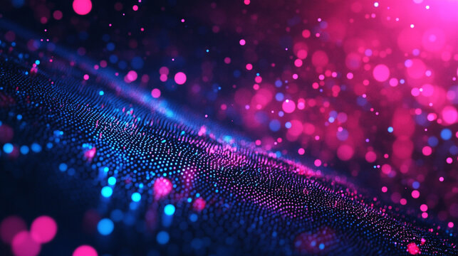 Digital technology dots form a seamless 3D pixel pattern with futuristic abstract design symbolizing innovation connectivity data flow and modern tech aesthetic in vibrant digital composition