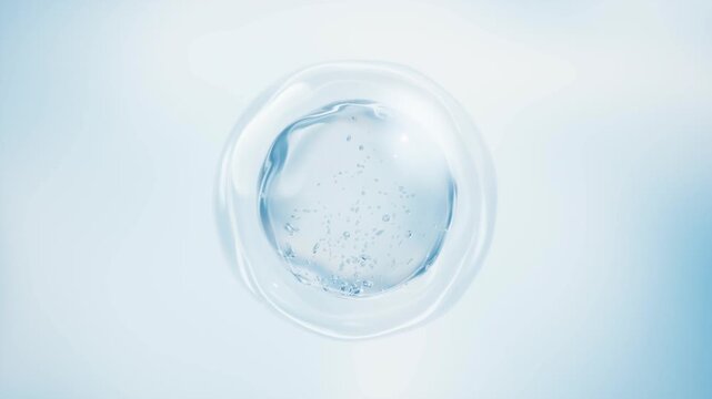 Transparent blue liquid bubble, 3d rendering 4k