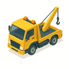 Isometric Tow Truck Roadside Assistance Vehicle Illustration