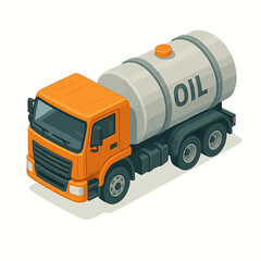 Isometric View of a Detailed Oil Tanker Truck Delivering Fuel for Transportation