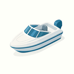Dynamic vector illustration of a modern white and blue speedboat, perfect for representing themes of speed, leisure, summer recreation, and water adventures