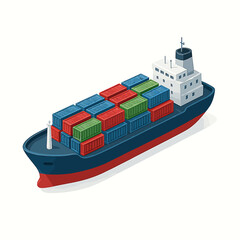 Cargo Ship with Shipping Containers Vector Illustration