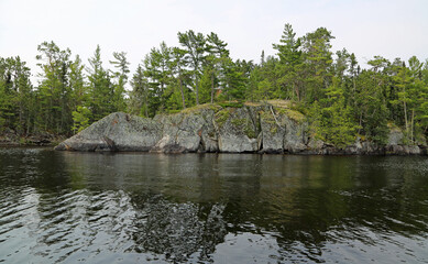 Steep cliffs of Rainy Lake - Voyageurs National Park, Minnesota