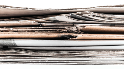 journalism. Artistic stack of newspapers under soft overhead light on a minimalist grey surface. lifestyle magazines, social media lookbooks, designed for influencer and brand collaborations.