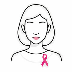 Woman with Pink Ribbon Symbolizing Breast Cancer Awareness.