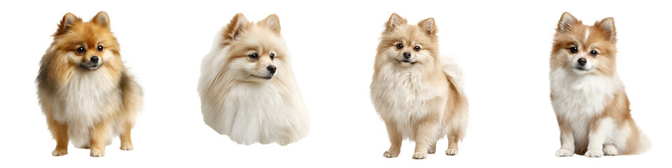Adorable Pomeranian Dog Collection on White Background