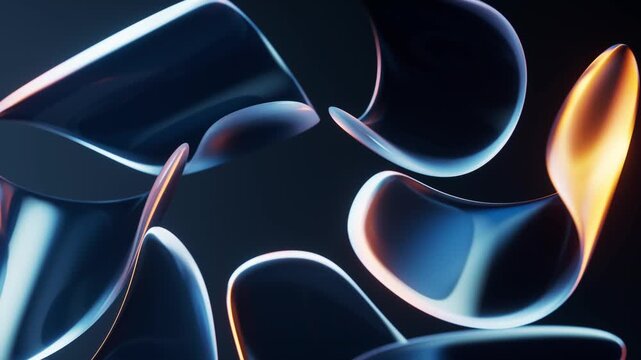 Abstract transparent glass flower with neon light, 3d rendering 4k