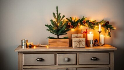 Cozy Christmas gifts and candles create warm holiday cheer