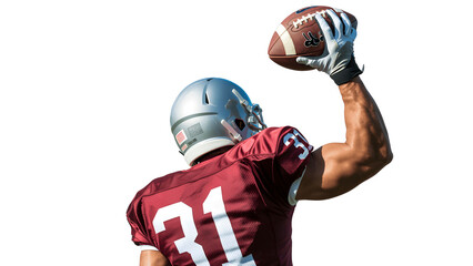 Fototapeta premium American football player catching the ball isolated on transparent background