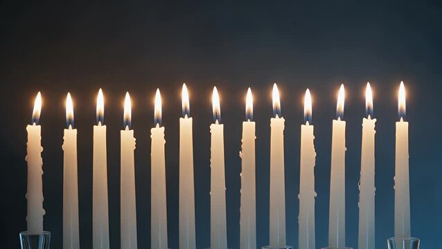 Series of Slender Illuminating Objects Positioned Vertically on a Solid Vivid Cyan