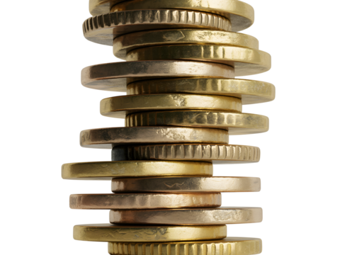 Stack of euro coins isolated on transparent background - Powered by Adobe