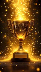 Stunning golden trophy radiating success and achievement with sparkling light and elegant design for awards
