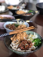 Rice noodle in a bowl summertime