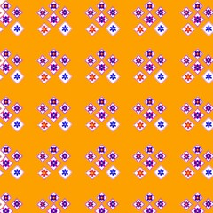 Colorful Geometric Floral Pattern on Orange Background