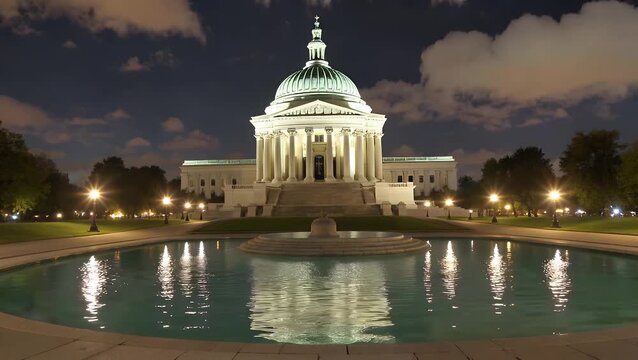 National Monument Honoring a Founding Father  Photographed During the Evening Hours with Architectural
