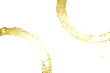 Abstract golden curved lines and a small circle forming a dynamic flowing composition isolated on transparent background