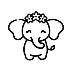 Charming baby elephant with flowers