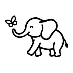 Cute baby elephant with butterfly