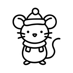 Charming mouse wearing winter hat and scarf art
