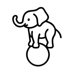 Cute baby elephant balancing on a ball