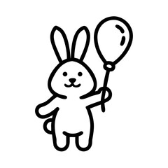 Cute bunny holding a balloon
