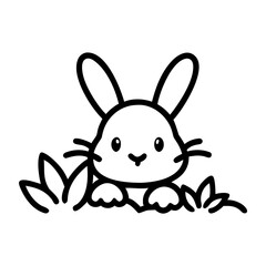 Cute bunny peeking out from grass